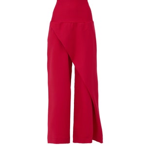 Fashion Black Wide Leg Trousers Jersey for Women / Women Casual Baggy Pants / High Waisted Designer Trousers 3 colors Pink