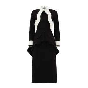 Evening Peplum Belted Dress Black - Two-Piece Set