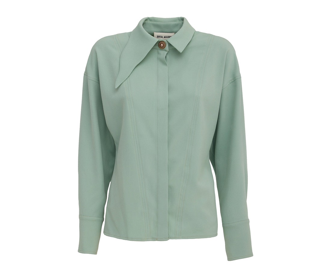 Chicbeautyy Shirt Collar Casual Buttoned Loose Blouse