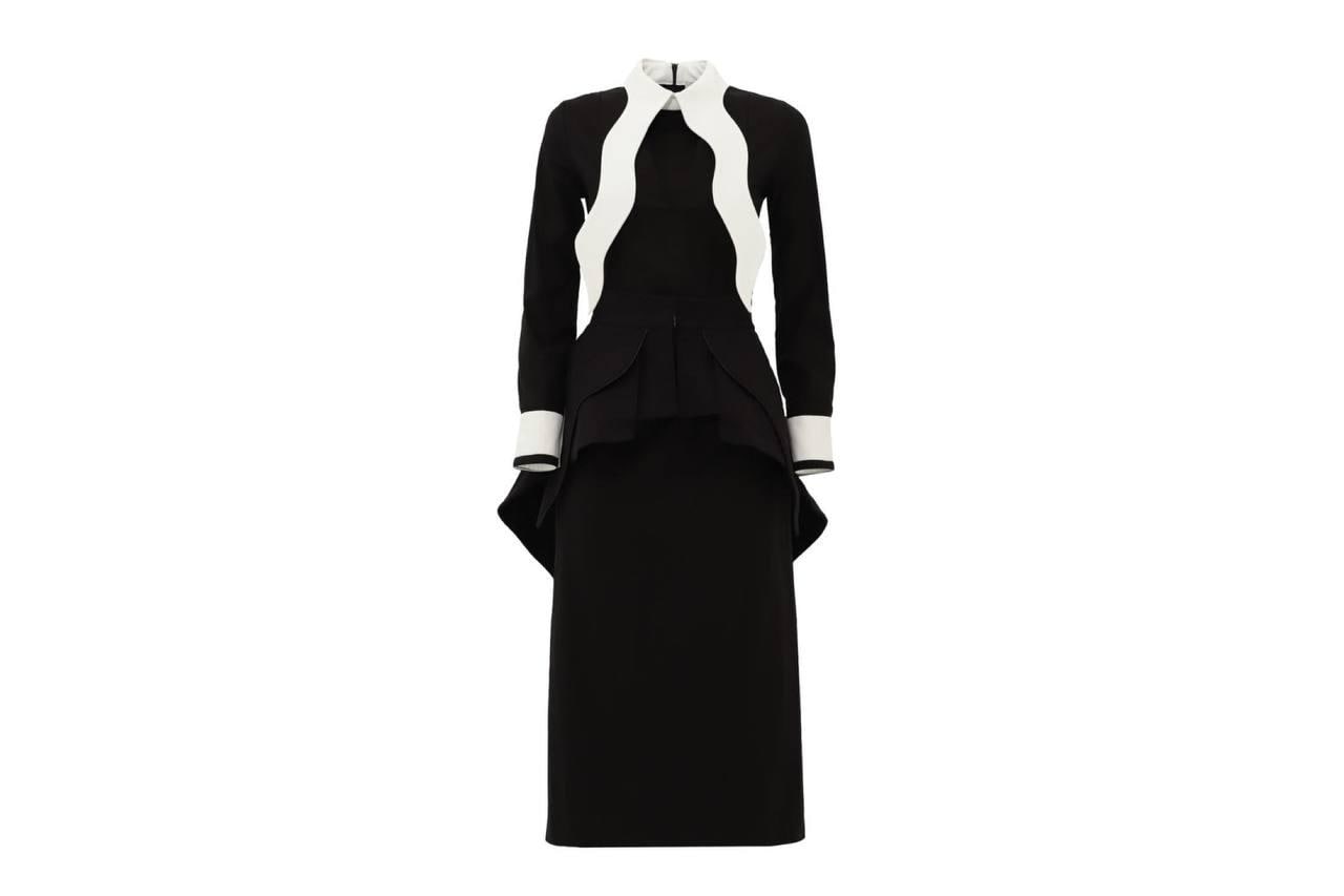long black peplum dress Women's Black Tailored Peplum Hem Maxi Dress