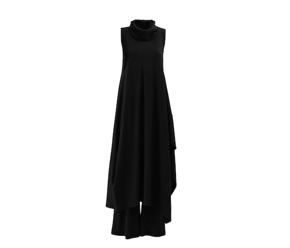 Two-piece Set Knit Dress and Pants Black / Knit Ensemble/sleeveless Dress  Flared Pants /casual Matching Set / Knit Outfit Women - Etsy