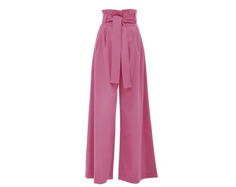 Women  Trousers / High Waist Wide Leg Pants / Formal Trousers/  Flared  Trousers for Women / Fashion Pants with Belt 8 colors