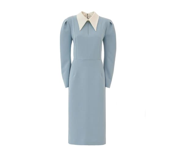 Formal Dress for Women Light Blue /fashion Dress Midi Evening Dress / Aesthetic Cocktail Dress / Prom Dress /collar Dress /designer Dress - Etsy Formal Dress for Women Light Blue /fashion Dress Midi Evening Dress / Aesthetic Cocktail Dress / Prom Dress /collar Dress /designer Dress - Etsy
