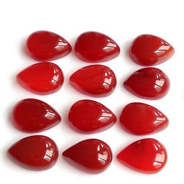 Red Onyx, Onyx Cabochon, Red Onyx Gemstone, Pear Shape Loose Gemstone 3X5 mm To 18X25 mm