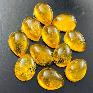 AAA Baltic Amber Pear Cabochon | Natural Calibrated Loose Gemstone | 4x6mm to 18x25mm | For Jewelry Making, DIY & Crafts, Organic Gemstone