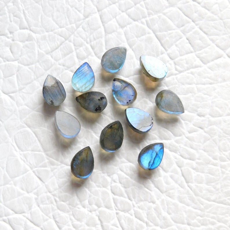 Natural Labradorite Loose Gemstone 5X7 MM To 10X14 MM Pear Rose Cut Labradorite Gemstone