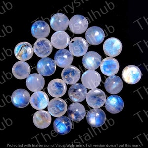 25 Pieces Natural Rainbow Moonstone Cabochon 7mm Round Shape Calibrated Size Gemstone Semi Precious Gemstone Cabochon