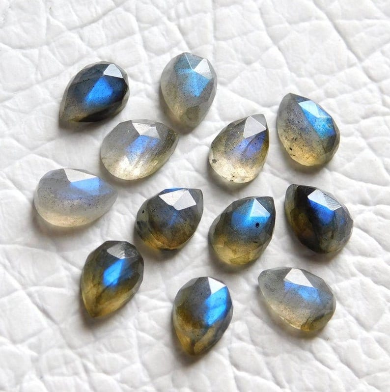 Natural Labradorite Loose Gemstone 5X7 MM To 10X14 MM Pear Rose Cut Labradorite Gemstone