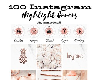 100 Instagram Highlight Covers, Marble rose gold Highlight Icons, Instagram story highlight icon covers, Social Media, Blogger, Influencer