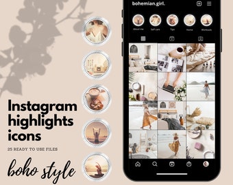 25 Boho Instagram Highlight Covers, Highlight Icons,Instagram story highlight icon covers, Social Media tools,Blogger Instagram