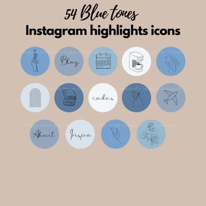 54 Tonos azules línea arte Instagram Highlight Covers,Highlight Icons,Instagram story highlight icon covers,Social Media tools,Blogger Instagram