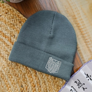 Anime Embroidered Beanie Hat, Anime Themed Skull Winter Cap Gift for him & her, Anime Fan Gift