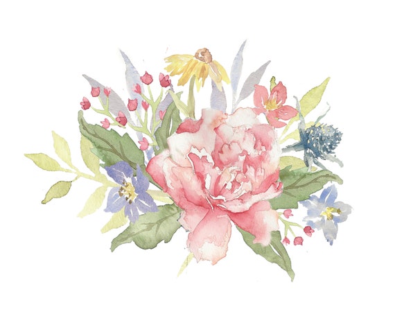 2 Watercolor Floral Arrangements - Etsy