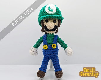 Super Mario's Luigi With Removable Hat Amigurumi Doll Crochet PDF Pattern