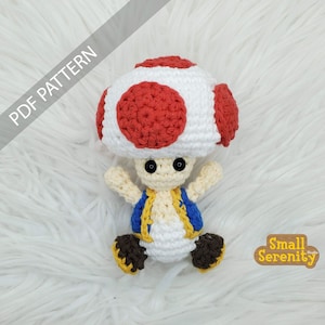 Modello PDF con cordino per bambola amigurumi di Super Mario's Toad