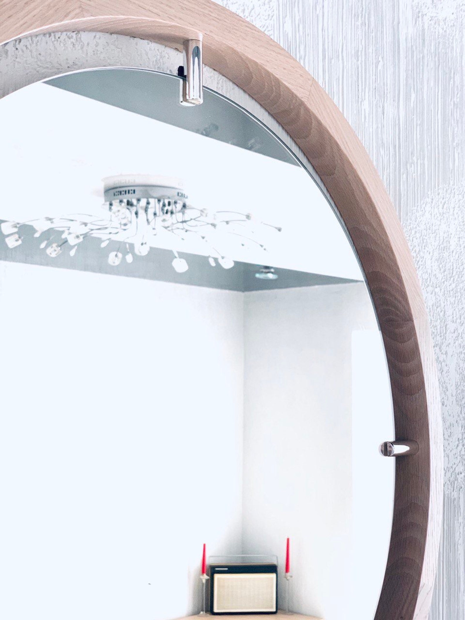 White Oak Wall Round Mirror Wood Mirror Home Decor Stylish Etsy