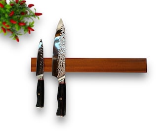 Knife  holder Natural Mahogany, Knife rack, Magnetic knife block,Magnetic knife strip,Magnetic wall mounted knife holder.