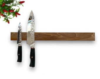 Knife  holder Natural Walnut, Knife rack, Magnetic knife block,Magnetic knife strip,Magnetic wall mounted knife holder.
