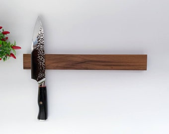 Knife  holder Natural Walnut, Knife rack, Magnetic knife block,Magnetic knife strip,Magnetic wall mounted knife holder.