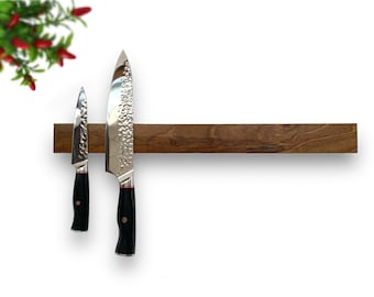 Knife  holder Natural Walnut, Knife rack, Magnetic knife block,Magnetic knife strip,Magnetic wall mounted knife holder.