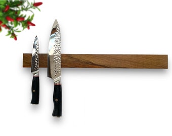 Messerhalter aus natürlichem Walnussholz, Messerständer, magnetischer Messerblock, magnetische Messerleiste, magnetischer wandmontierter Messerhalter.