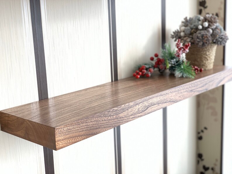 Elm Floating Shelf Natural Solid Wood Concealed Heavy Duty Etsy