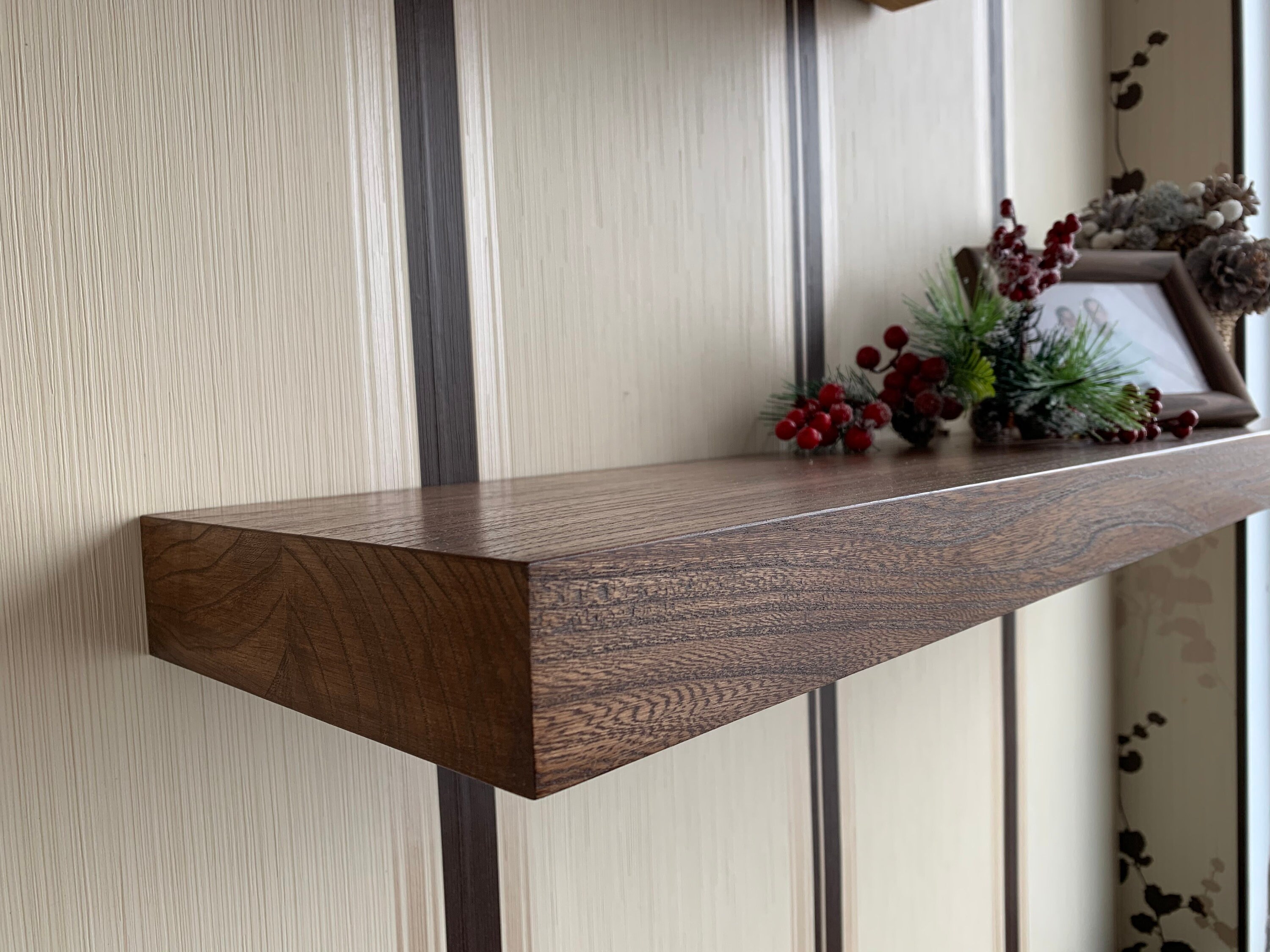 Elm floating shelf natural solid wood concealed heavy duty Etsy