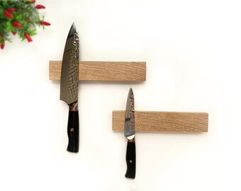 Set of two 10" (25cm) long oak holders. Oak Knife holder, Knife rack, Magnetic knife block,Magnetic knife strip, FAST SHIPPING!