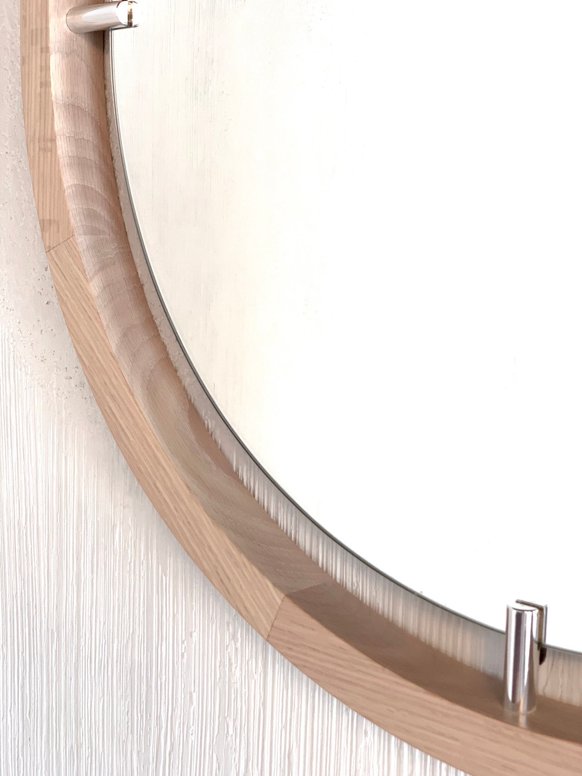 White Oak Wall Round Mirror Wood Mirror Home Decor Stylish Etsy
