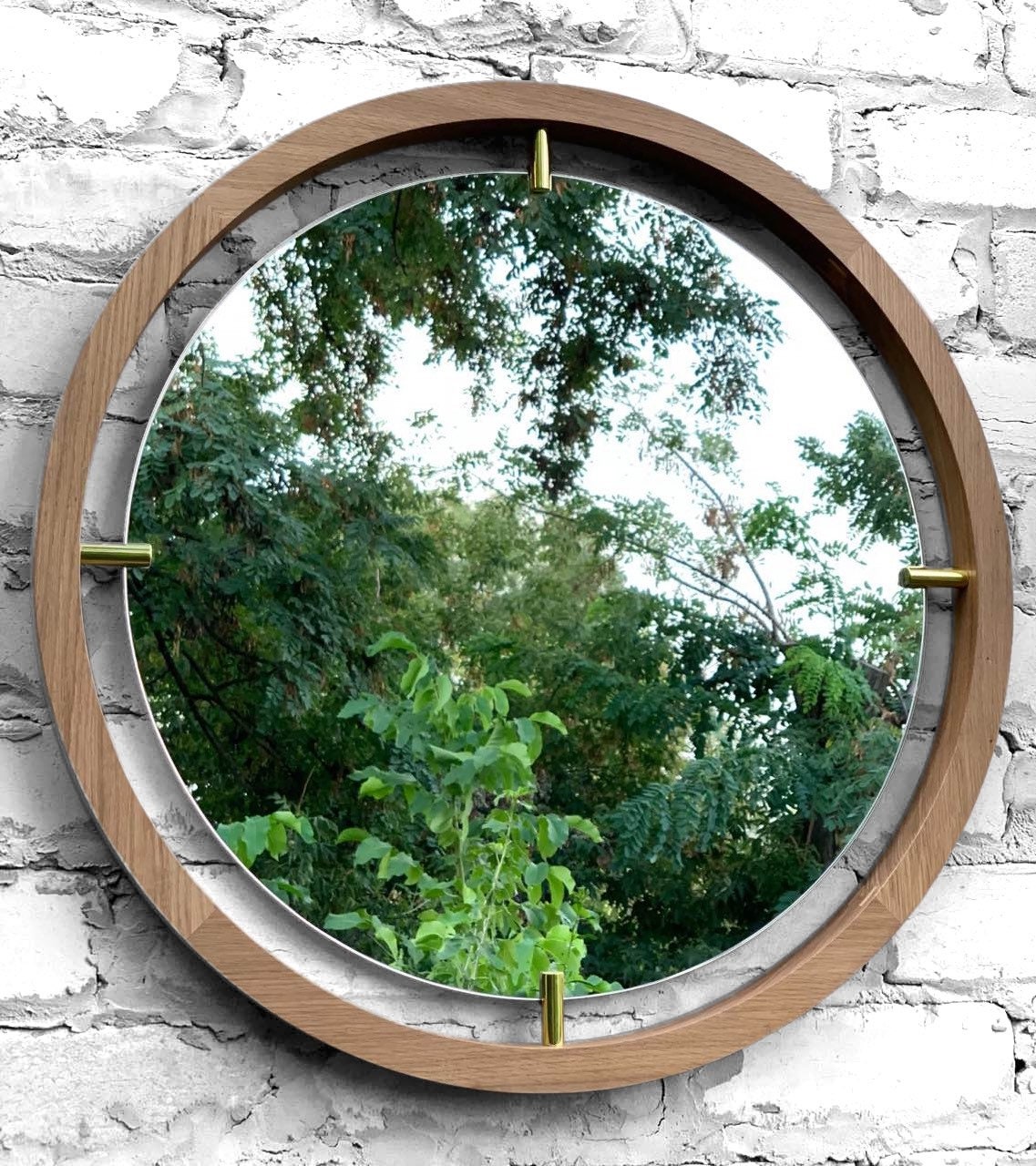 Oak Wall Round MirrorWood Mirror Stylish Round Mirror. Etsy