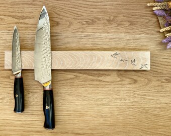 Knife holder White Oak with engraving, personal engraving, Knife rack, FAST SHIPPING!