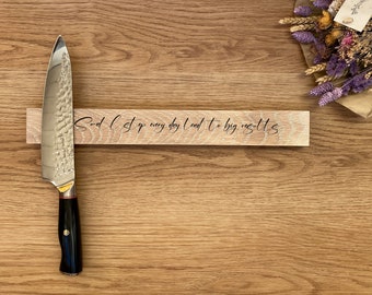 Knife holder White Oak with engraving, personal engraving, Knife rack, FAST SHIPPING!