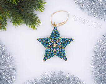 Beaded Peyote Star Ornament Christmas star Christmas ornament Christmas tree decoration Christmas garland Christmas Star