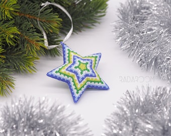 Beaded 3d star ornament Christmas star Christmas ornament Christmas tree decoration Holiday home decor Christmas gift