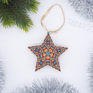 Holiday home decor Christmas star Beaded Christmas ornament Christmas tree decoration 3D beaded star Christmas gift