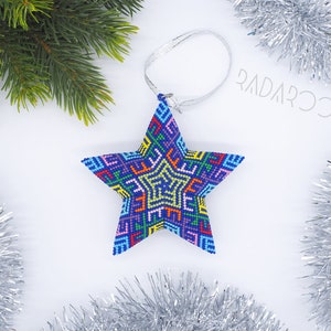 Holiday home decor Christmas star Beaded Christmas ornament Christmas tree decoration 3d beaded star Christmas gift