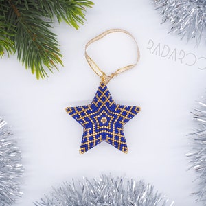 Holiday home decor Christmas star Beaded Christmas ornament Christmas tree decoration 3d beaded star Christmas gift