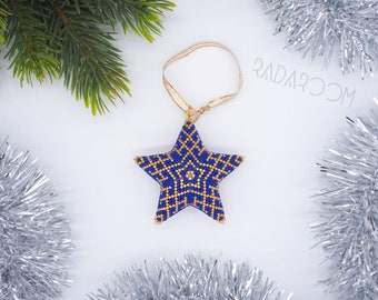 Holiday home decor Christmas star Beaded Christmas ornament Christmas tree decoration 3d beaded star Christmas gift