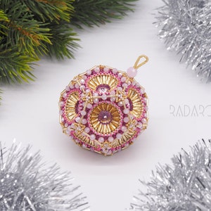 Beaded Ornament – Handmade Christmas Sphere – Elegant Tree Decoration – Unique Holiday Beadwork Gift