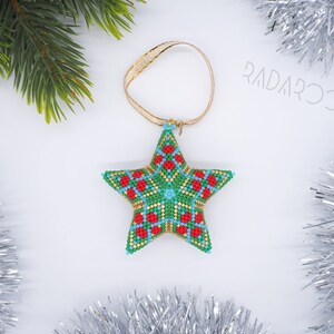Holiday home decor Christmas star Beaded Christmas ornament Christmas tree decoration 3d beaded star Christmas gift