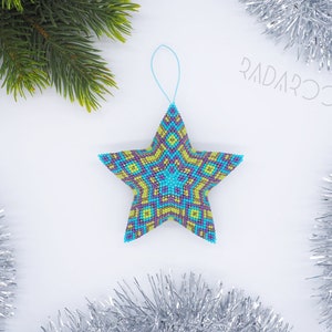 Holiday home decor Christmas star Beaded Christmas ornament Christmas tree decoration 3D beaded star Christmas gift