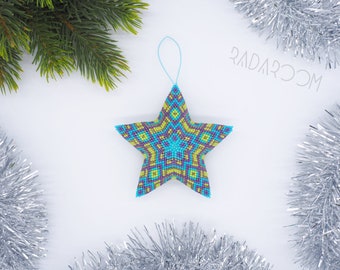 Holiday home decor Christmas star Beaded Christmas ornament Christmas tree decoration 3D beaded star Christmas gift