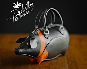 Piggy purse pattern PDF - The Swynee pig purse - by LeatherHubPatterns
