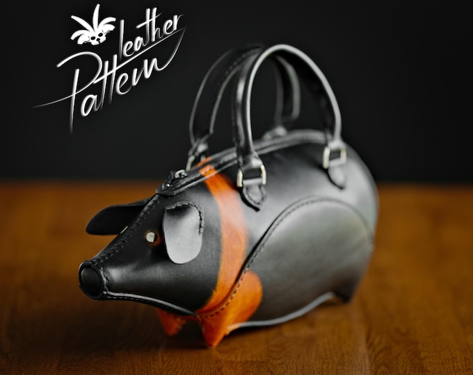 Piggy purse pattern PDF - The Swynee pig purse - by LeatherHubPatterns