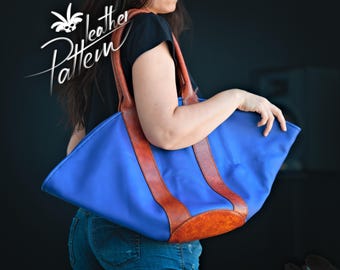 Tote bag leather pattern PDF - The Popourneyza - by LeatherHubPatterns