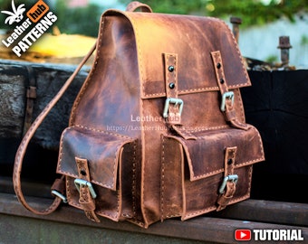 Hiking backpack leather pattern PDF - by Leatherhub