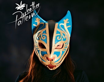 Cat mask leather pattern PDF - The Bastet ceremonial mask - by LeatherHubPatterns