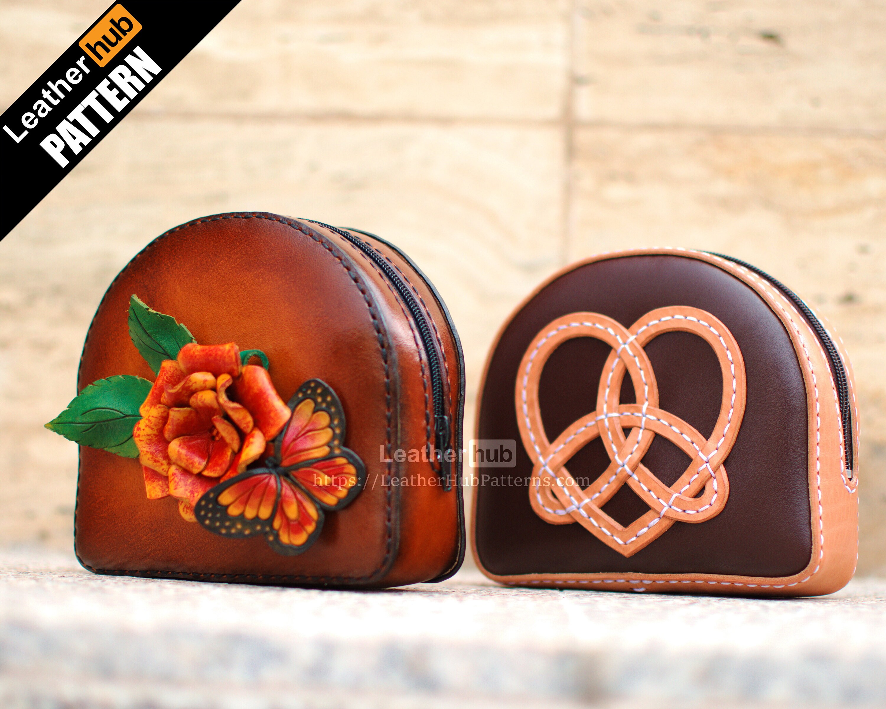 Toiletry leather bag pattern PDF by Leatherhub