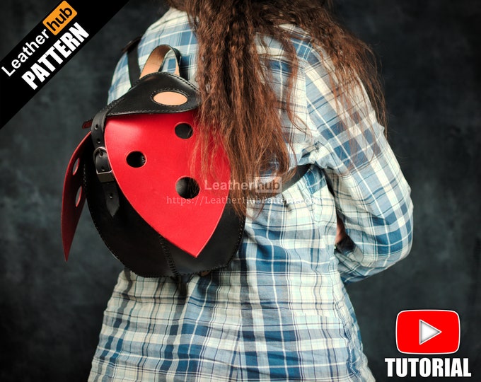 Ladybug leather backpack pattern PDF - by Leatherhub