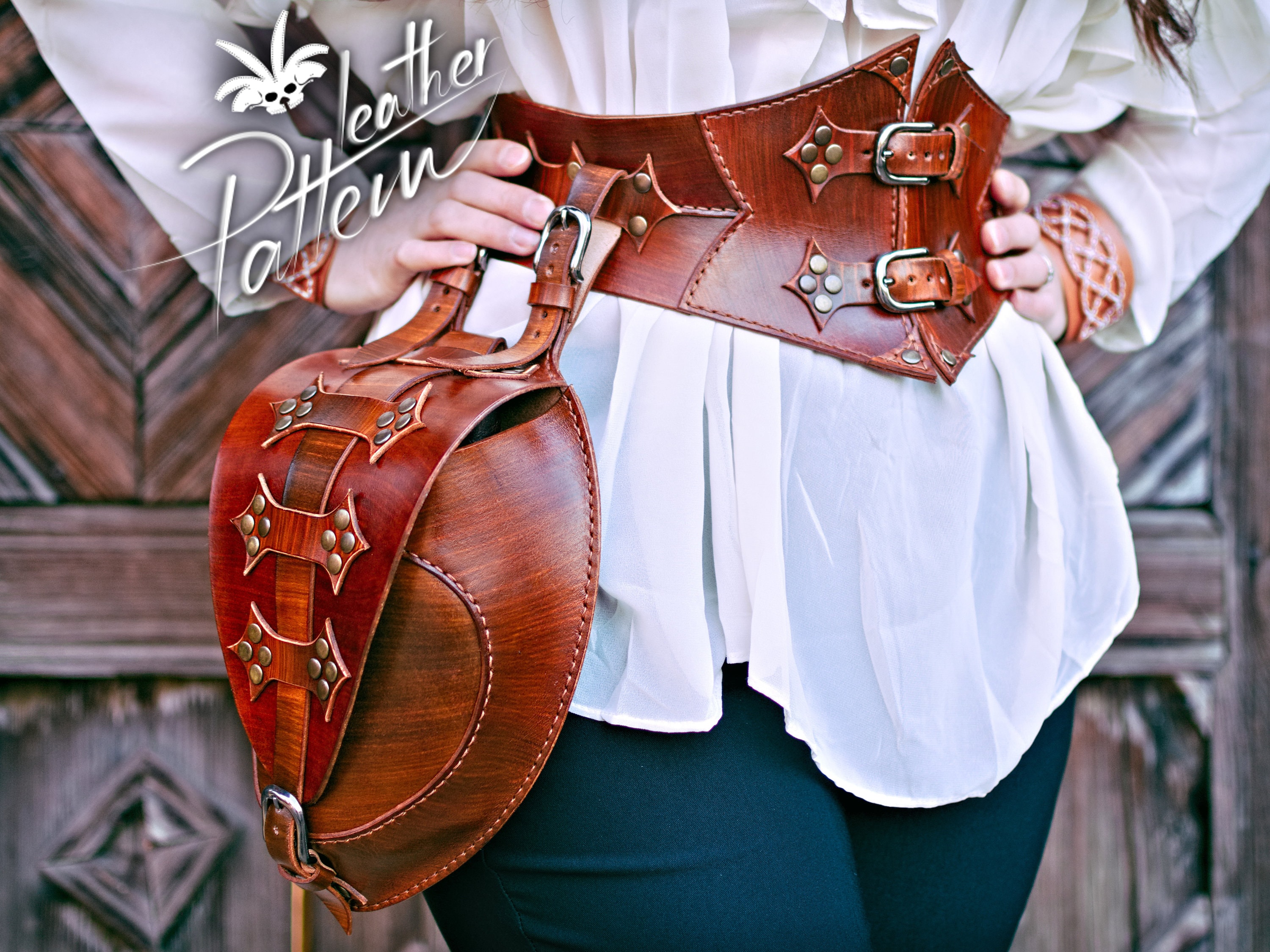 Corset and hip bag leather pattern PDF - by LeatherHubPatterns